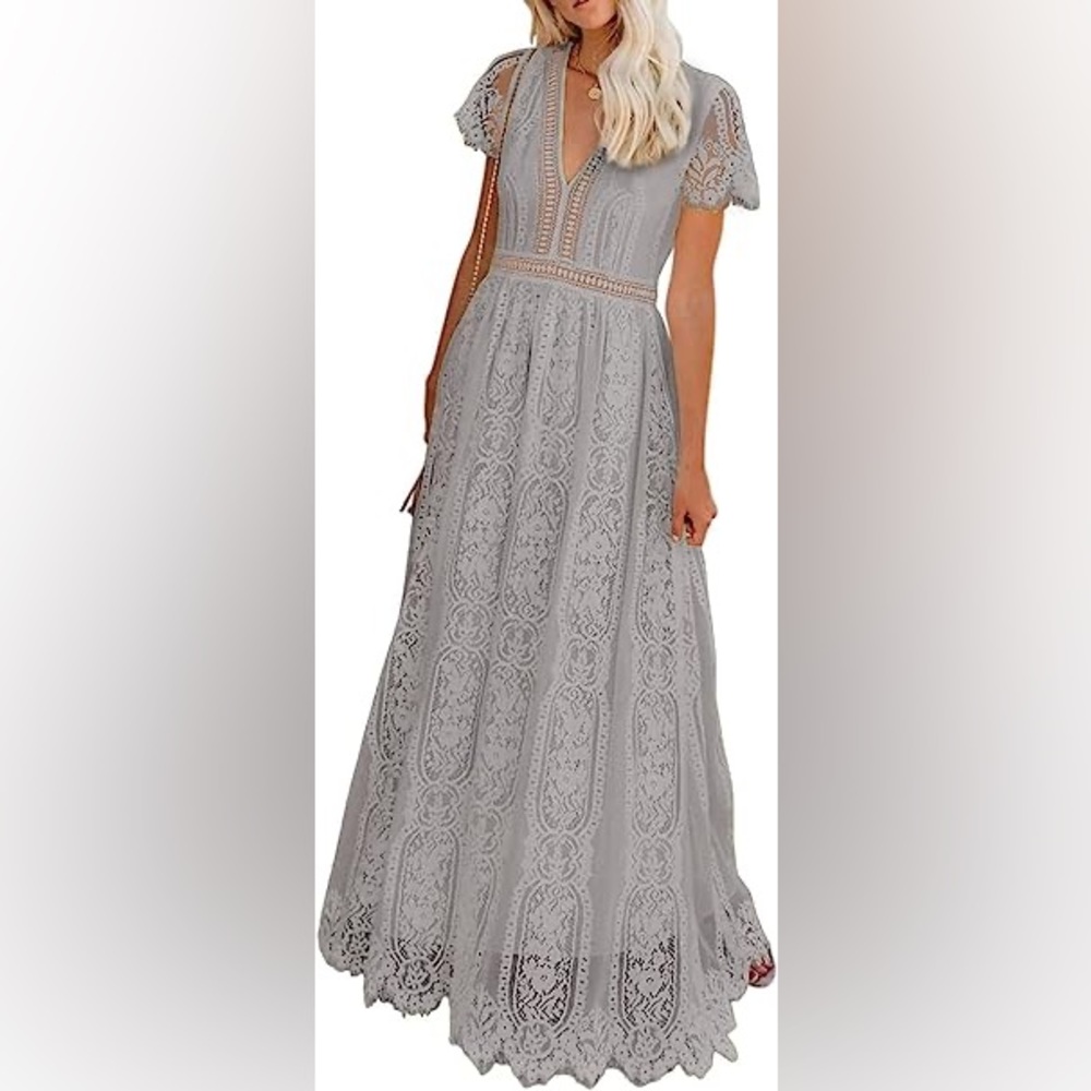 Grey Lace Maxi Dress